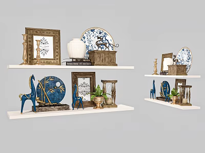 Simple European Ornaments Combination Decorations Ornaments 3d model