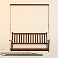Wooden Hanging Bench Chair With Chain Suspension For Comfortable Seating