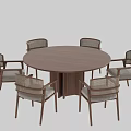 Two Wooden Round Dining Tables With Matching Chairs For Dining Space 3d model