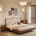 Mid Century Solid Wood Upholstered Double Bed With Comfortable Bedding For Warm Cozy Bedroom Decor