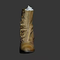 Vintage Brown Leather Lace Up Boots with Block Heel Worn Details and White Insole