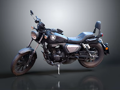 Black Vintage Motorcycle With Sleek Design Chrome Accents And Leather Seat 3d model