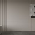 Modern White Bathtubs With Chrome Faucets Wooden Shelves Towels And Toiletries In Minimalist Bathroom