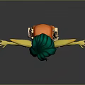 Game Movie Character Green Hair Yellow Skin Large Ears Blue Vest Red Shorts Arms Outstretched