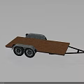Flatbed Utility Trailer With Wooden Deck Metal Frame And Dual Wheels