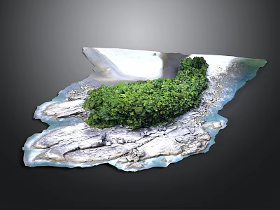 Natural Landscape Model With Green Vegetation Water And Rocky Terrain 3d model