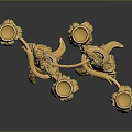 Ornate Golden Decorative Candelabra With Intricate Floral Details And Holders