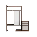 Wooden Clothes Rack with Mirror and Drawer Storage Modern Design for Bedroom