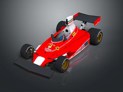 Red Ferrari F1 Style Race Car With Rear Wing And White Details 3d model