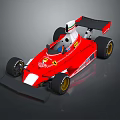 Red Ferrari F1 Style Race Car With Rear Wing And White Details