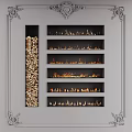 Classic Fireplace Interior Design With Decorative White Frame And Wood Storage Tiered Shelves