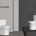 POLIFORM Modern Bathroom Featuring Two White Toilets in Minimalist Interior Design 3d model
