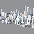 Modern Urban Building Complex With Dense White High Rise Structures And Shadow Patterns 3d model