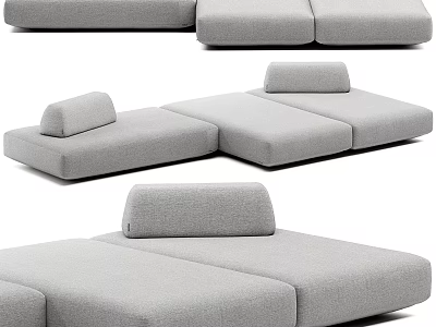 Modern Gray Fabric Sectional Sofa With Modular Design And Comfortable Seats 3d model