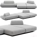 Modern Gray Fabric Sectional Sofa With Modular Design And Comfortable Seats 3d model