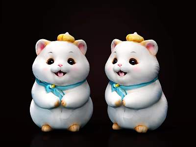 Hamster Totoro Little Hamster Q Edition Hamster Cartoon Animal Pastoral Ornaments Small Animals 3d model