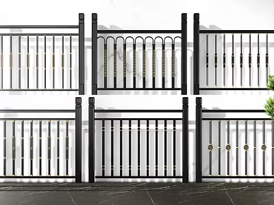 Modern Decorative Fences With Black Frame Gold Accents And Various Stylish Designs 3d model