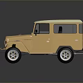 Classic Beige FJ40 Off Road Vehicle With Canvas Top And White Wheels Front Grille