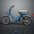 Blue Vintage Scooter With Beige Seat Classic Design And Headlight Details