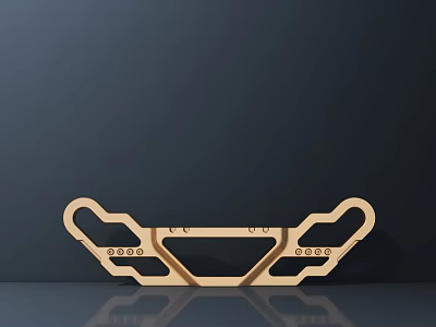 Wooden Hardware Tools Organizer With Geometric Shape Design Multiple Holes And Dark Background Reflection 3d model