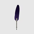 Elegant Purple Feather Quill Pen With Silver Ornate Metal Shaft Design And Craft