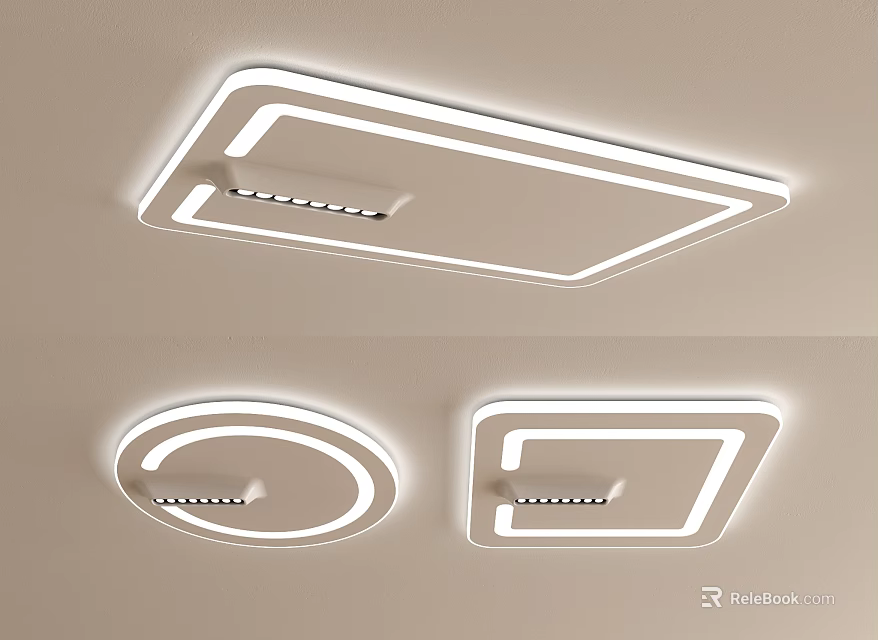 Modern Ceiling Lights With Square And Round Designs 3d model
