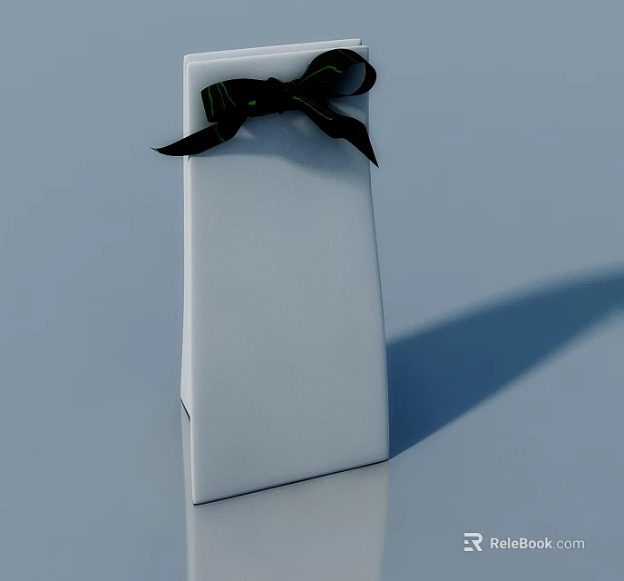 White Hinged Door With Black Bow Decoration On Light Blue Background 3d model 