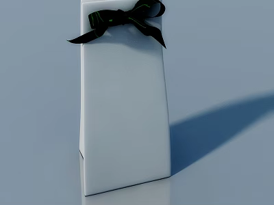 White Hinged Door With Black Bow Decoration On Light Blue Background 3d model