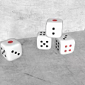 Board Game Entertainment With White Dice Stacked And Single Pieces With Black Red Dots
