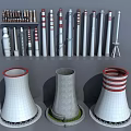 Industrial Manufacturing Equipment Featuring White Gray Red Stripe Towers And Pipes