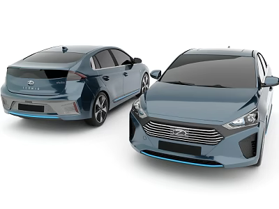 Modern Blue Hyundai Cars Showcasing Sleek Exterior 3d model