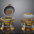 Sci Fi Style Grills With Open Lid And Closed Top Orange Gray Accents