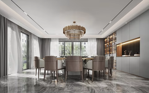 Modern private dining room 3d model