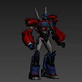 Game Movie Character Optimus Prime Robot And Truck Form With Red Blue Design
