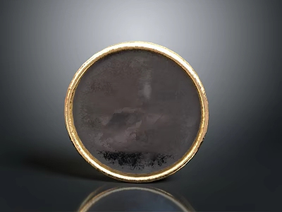 Round Decorative Mirror With Gold Frame And Black Surface For Home Furniture 3d model