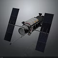 Space Satellite Module Equipment With Cylindrical Body Solar Panels And Docking System 3d model