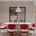 Stylish Living And Dining Room Interior With Colorful Sofas Geometric Rug And Hanging Lights