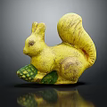 Yellow Squirrel Decorative Figurine Holding Green Corn as Home Ornament Decoration Piece