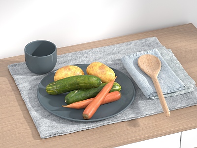 Modern Vegetable Cucumber Potato Carrot 3d model