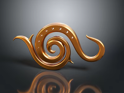 Golden Spiral Decorative Home Ornament With Sleek Curved Modern Design 3d model