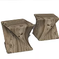 Modern Stool Log Ottoman 3d model
