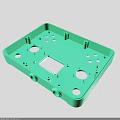 Green Plastic Structural Part With Multiple Holes Protrusions And Square Opening