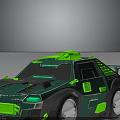 Green Sporty Modified Car With Neon Accents Spoiler And White Wheels