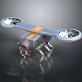 Robotic Drone With Dual Rotors Orange Stripe Red Lens And Mechanical Legs