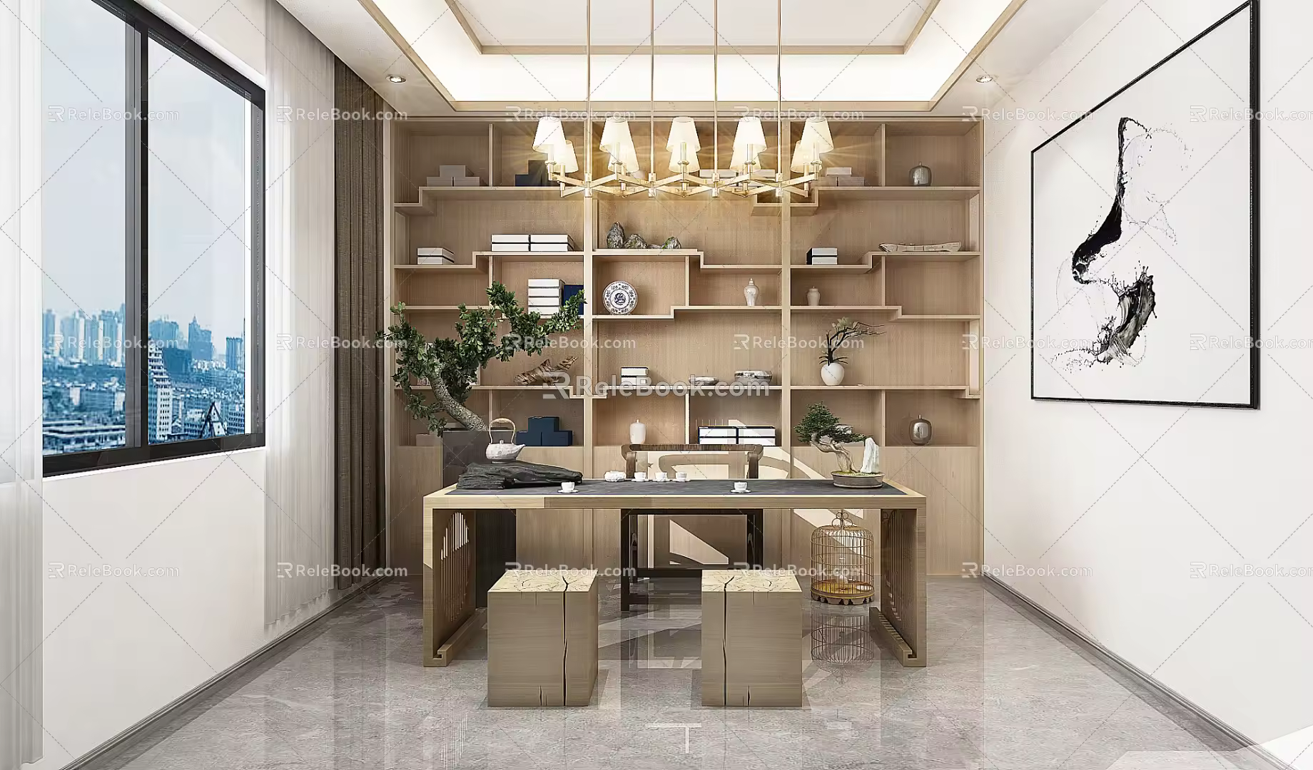 New Chinese Style Study 3d model