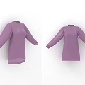 Fashionable Purple High Neck Long Sleeve Loose Fit Knit Top Front Back View