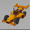 Golden Block Racing Car With Streamlined Design Rear Wing Cockpit And Black Tires