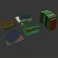 Contemporary Bookshelf Display With Stacked Assorted Books And Classic Covers