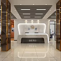 4S Car Dealership Modern Interior With Reception Desk Car Display And Marble Floor