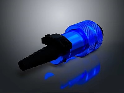 Blue Electrical Plug With Black Connector And Durable Construction Details 3d model